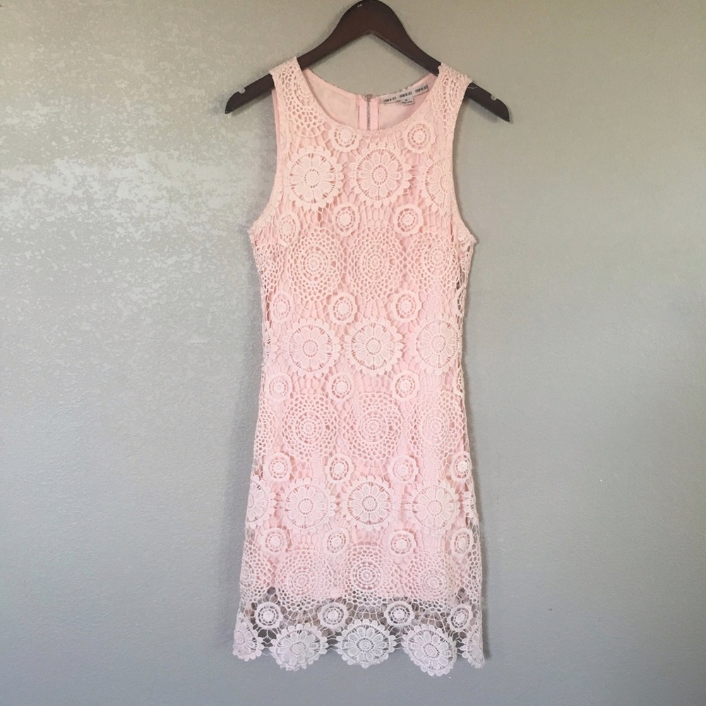 Light Pink Fitted Lace Dress
